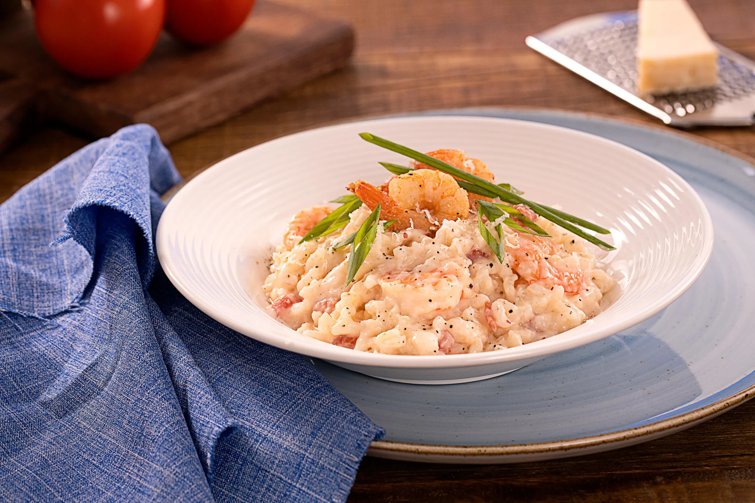 Risoto de Camarão com Creme de Ricota